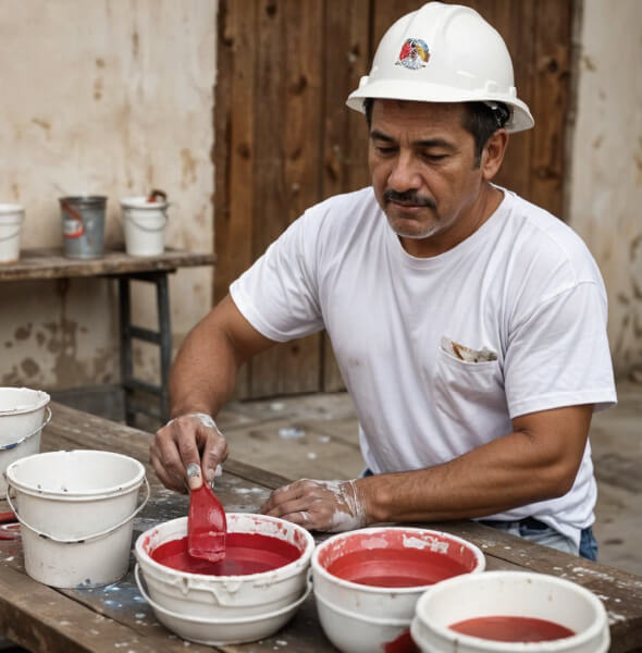 Colaborador implementando productos para la industria de morteros base cemento, tintas y pinturas de Kemikals